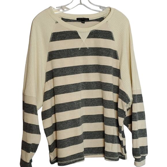 Signature Studio Dolman Sleeve Striped Sweater, L - Picture 1 of 6